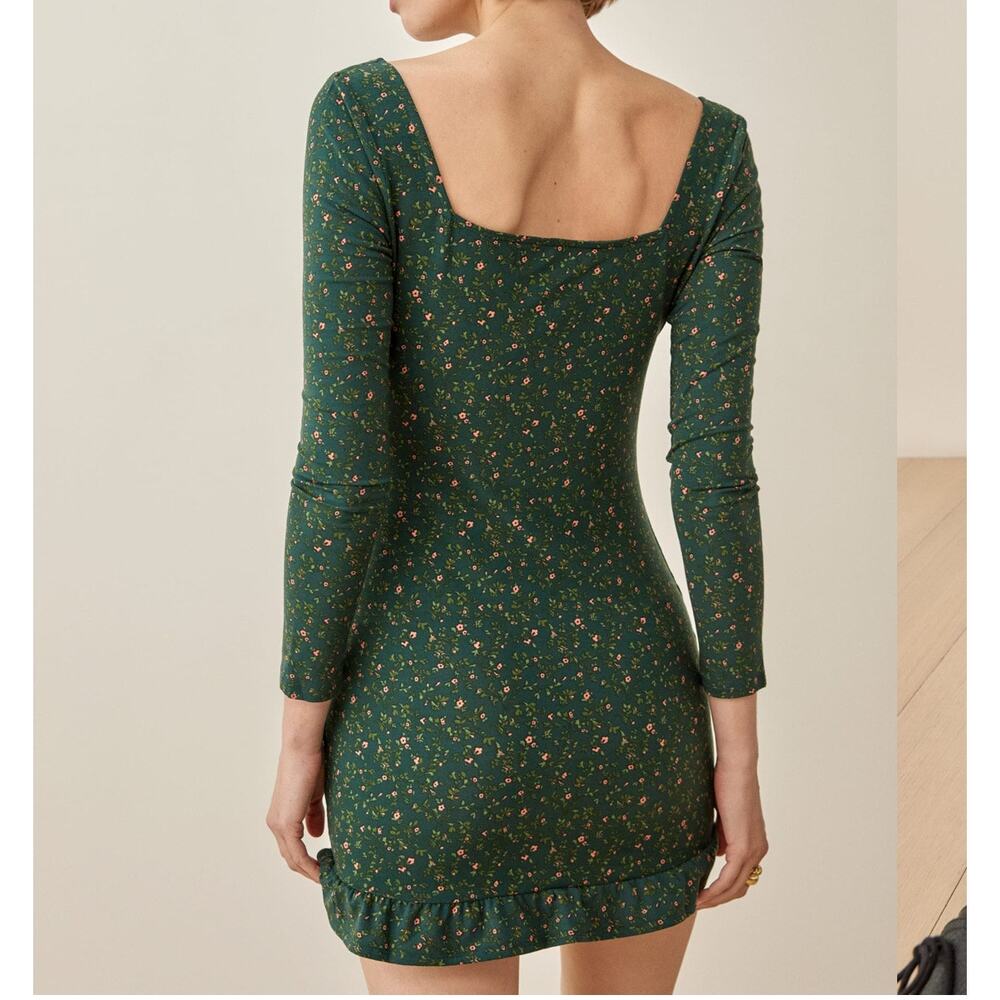 Reformation Large Angelina Knit Mini Dress Floral Sweetheart Neck Long Sleeve - Picture 6 of 11